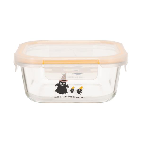 High Borosilicate Glass Food Container with Halloween Design and BPA-Free PP Lid - Dishwasher Safe and Temperature Resistant -40℃~560℃