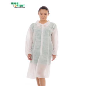 China OEM Knitted Collar Disposable 25gsm Non Woven Lab Coat on sale