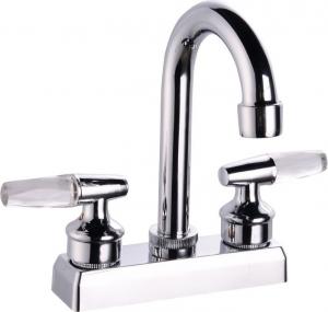 China Brass 2 Handle Centerset Lavatory Faucet High Arc In Chrome on sale