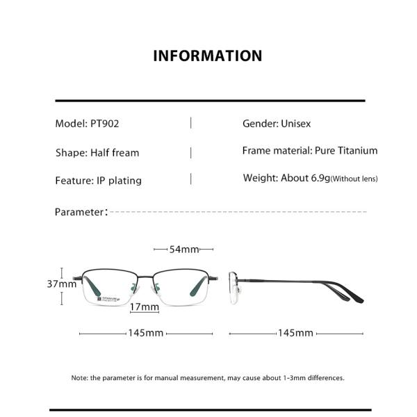 Prescription Available Titanium Frame Eyeglasses Customized B Grade FDA Certified