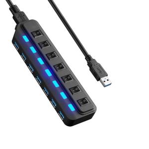 China 7 Port Micro Usb Charging Cable HUB Every Port With Both Sharing Switch / LED on sale