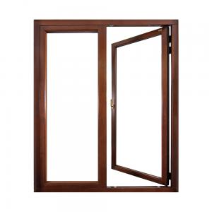  Wood Grain Frame Aluminum Flush Casement Doors Double Track With Heat Strip Manufactures