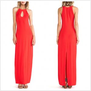  Latest fashion halter neck Maxi Dress, open slit at back and keyhole front Manufactures
