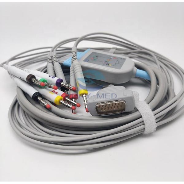 15 Pin Ekg Cable One Piece 10 Leads With Banana 4.0 Tpu Jacket 2029893-001