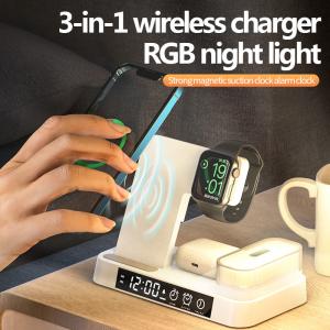China ABS Material 5 In 1 Wireless Charger , Wireless Charger Clock With LED Indicator on sale