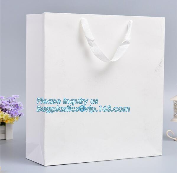 hot sale Cheap Custom Printed Luxury White Gift Carrier Rope Handle Paper Shopping Bag With Logo,Shopping Bag With Logo