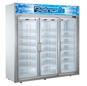 China Vertical Supermarket Display Refrigerator , Three Glass Door Commercial Fridge Freezer on sale