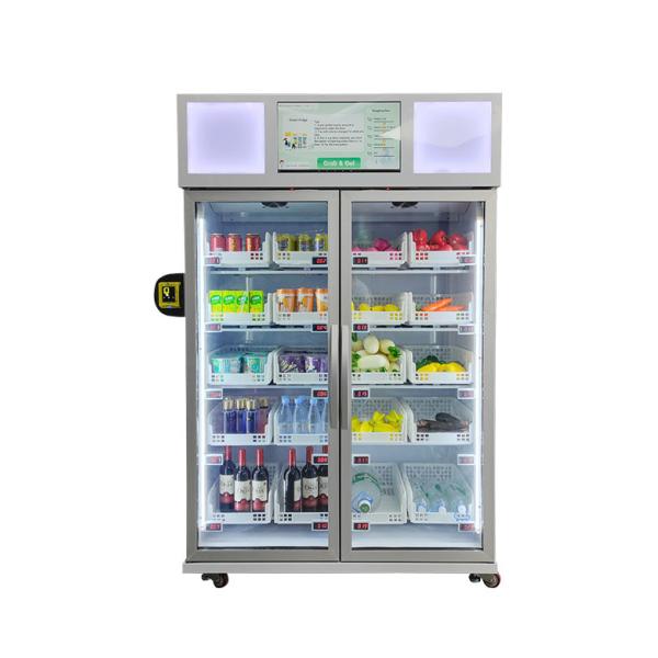 Fruit Vegetable Smart Fridge Vending Machine With Advertising Screen And Big