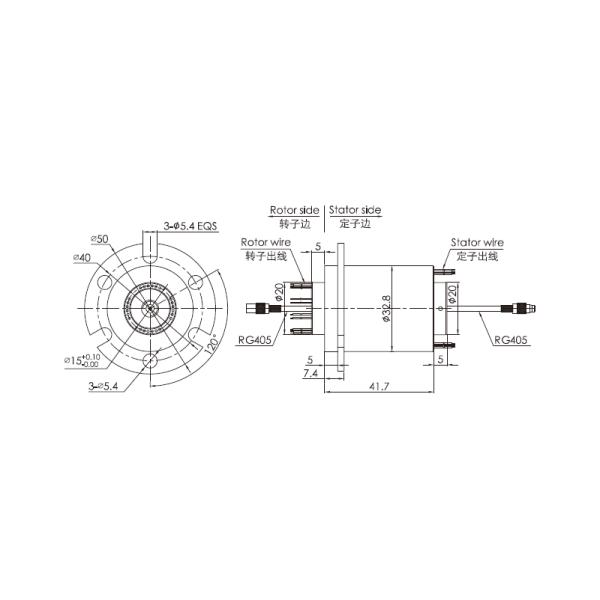 o032-24 series O032-24 Series HD Slip Ring(1 Channel 1080P HD Signal @ 24 Circuits 2a Current) slip ring Drawing 