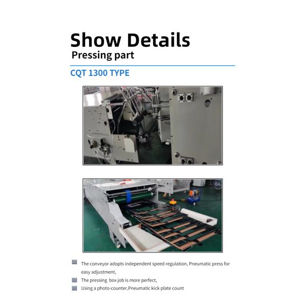 Easy to Operate CQT-1300 Automatic Folder Gluing Machine for Flat Box Carton Box