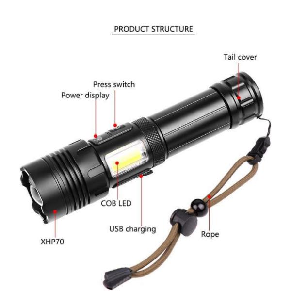 High Power Emergency LED Torch Flashlight Adjustable Focus for Camping