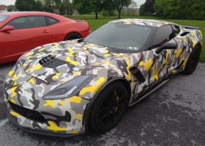 China Black And Yellow Digital Vinyl Car Wrap camouflage 150 micron PVC Face Film on sale
