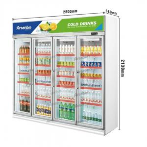 China Elegant 50Hz Commercial Drink Cooler , 980w Glass Door Display Fridge on sale