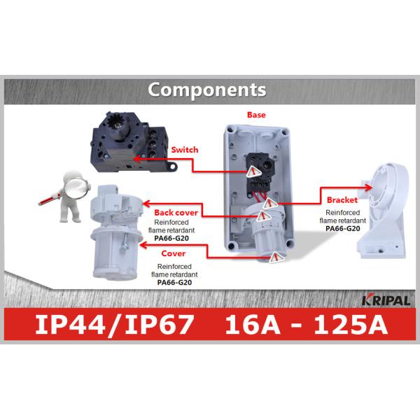 Mechanical Interlock Industrial Power Switched Sockets , Single / Three Phase