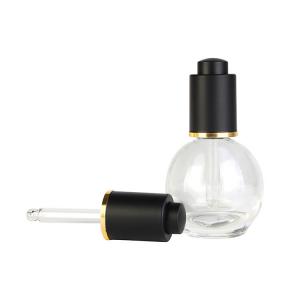 China 20ml30ml50ml70ml75ml 1 oz thick bottom clear round ball shape glass serum dropper bottle for essential oil on sale