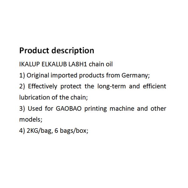 Ikalup Elkalub Chain Lubricant LA8H1 Solution For KBA Printing Machines