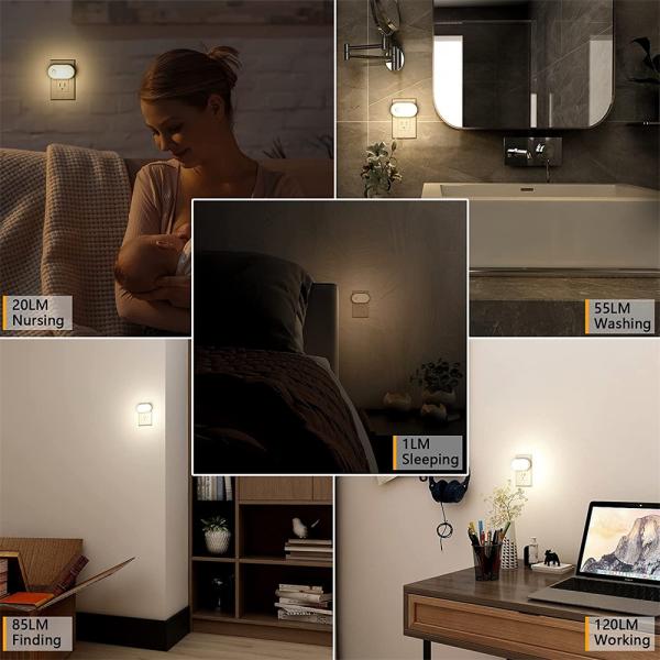 0.3W 500mAh Amber Plug In Smart Motion Sensor Night Light With Adjustable Brightness