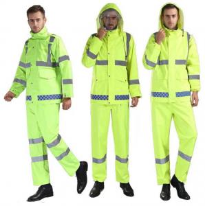 China Fluorescent Green Outdoor Traffic Duty Flood Control Emergency Raincoat Rain Pants Suit on sale