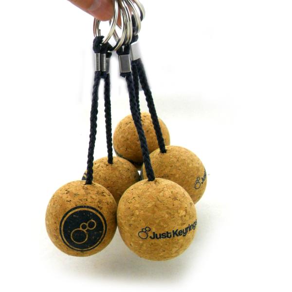 Wholesale Price 50mm Cork Ball Floating Key Chain with Navy Roper and Custom Printed Logo Printing