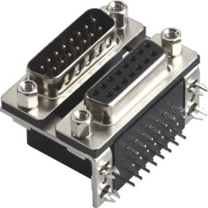  D type two part with fork Right Angle Dual Row D Sub Connector PBT black 15 Pin wcon ROHS Manufactures