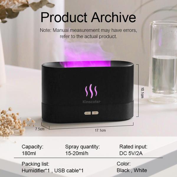 Newest Hot Sell Luftbefeuchter 180Ml Colorful Aroma RGB Led Diffuser 3d Flame Humidifier Ultrasonic Oil Flame Aroma Diffuser