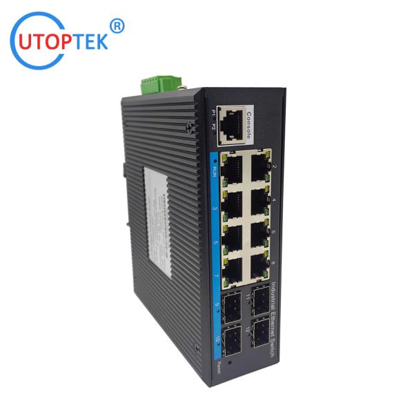 UT48GM-SFP L2 Managed Industrial 4x1000M SFP+8x10/100/1000M RJ45+1xConsole port, DIN Rail,-40 ~+85 ℃ Ethernet Switch