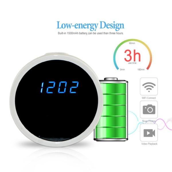 IP Wireless Wifi Spy Camera Alarm Clock , 32GB Memory Card Hd Wifi Clock Camera