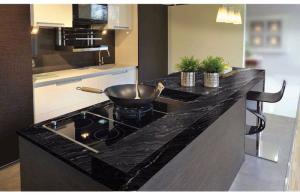  Granite Countertops In Kitchen , Agatha Black Granite Countertop Polish Finished Manufactures