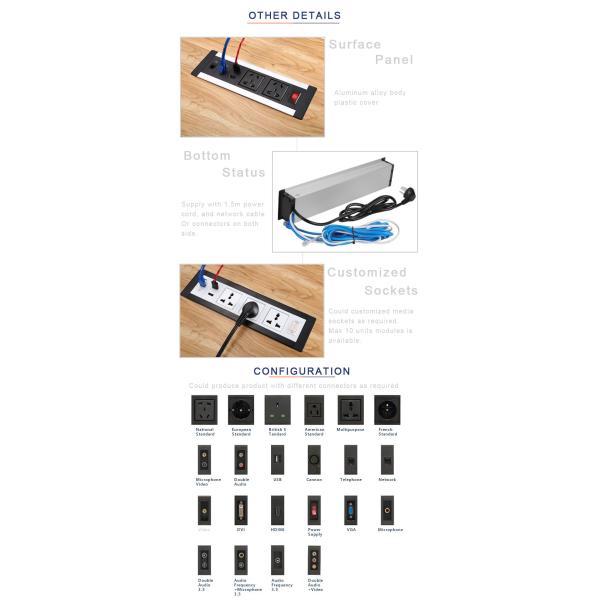 new design clamping table mounted desktop socket outlet with metal bracket
