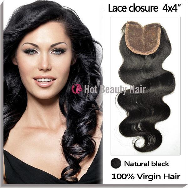 Quality 1B# Silky Swiss Lace Top Closure , Girls Full Head Human Hair Clip In for sale