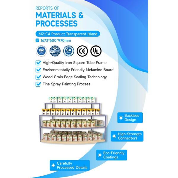 M2-C4 Robust Structure Transparent Display Island For Promotion In Maternity & Baby Store