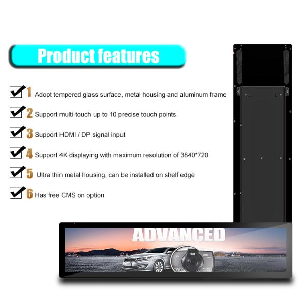Ultra Wide Stretched Bar LCD Display 48.8 Inch 4K 1000nits High Brightness