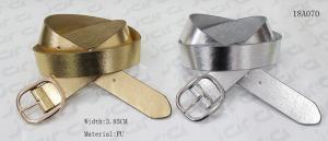  3.85cm Metallic PU Womens Fashion Belts With Gold / Nickel Zinc Alloy Buckle Manufactures