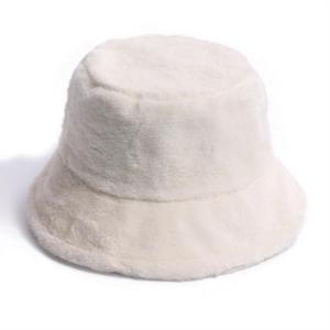 China Women Small Brim Fur Fisherman Hat Winter Plain Furry Bucket Hats Faux Rabbit Fur Bucket Basin Hat on sale
