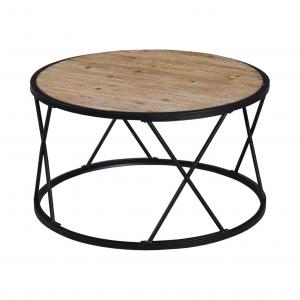 Contemperary Round Nested Wood And Metal Coffee Table For Home Office Center