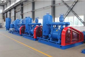 Blue One Stage Vacuum Pump Units Low Noise Carbon Steel Material