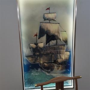 China 19mm Thickness Tempered Art Glass Hot Melt Sailboat Ultra Clear Glass Painting on sale