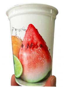 China Flat Top Plastic Yogurt Cups 250ml In Mold Labeling Film Sealing on sale
