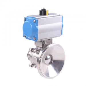  304 316 Stainless Steel Hygienic Weld Clamp Flange Thread Ball Valve with Pneumatic Actuator Manufactures