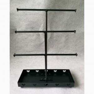 China 3 Bar Necklace Rotatable Metal Tabletop Display Stands Of Gloss Black Wire on sale