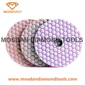 China 4 Inch White Hexagon Velcro Flexible Dry Polishing Discs for Marble Granite on sale