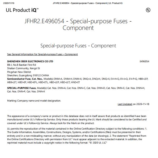 58VDC HIGH VOLTAGE CURRENT LIMITING FUSE DNQ SERIES CERAMIC NOUMENON