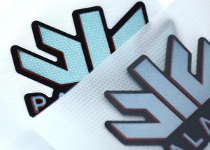 China Luminous Rubber Garment Patches 3D Silicone Heat Transfer Label For Ski Suit on sale