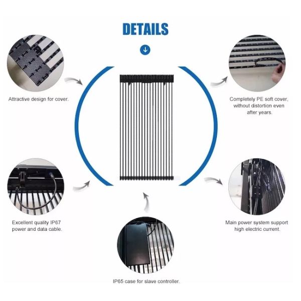 1000x1000mm Outdoor Transparent LED Screen Outside DIP346 Curtain 0