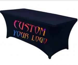 China 4ft 6ft Trade Show Table Throw Event Exhibition Polyester Custom Table Cloth Printing on sale