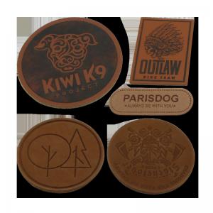  PU Leather Label Tags Debossed Hot Stamping Felt Backing For  hat Manufactures