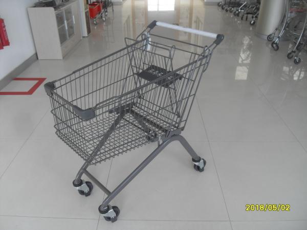 Quality PPG Powder Coating 125L European Metal Shopping Cart With Wheels / Baby Seat for sale