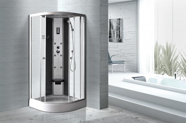 Quality Matt Silver Profiles Curved Glass Shower Enclosures , Enclosed Shower Cubicles for sale