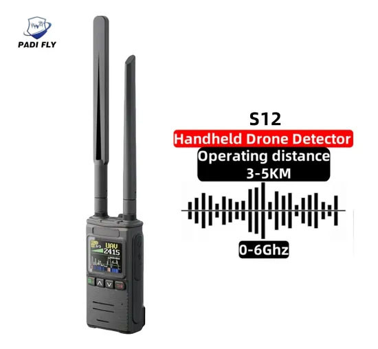  Hot Sales S12 Handheld Drone Detector with 0-6GHz Frequency Range Detection Distance to up 5km for Anti Drone Manufactures