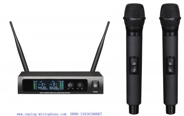 Quality LS-670 wireless microphone system UHF PRO dual channel headset lavalier LCD blacklight fixed frequency for sale